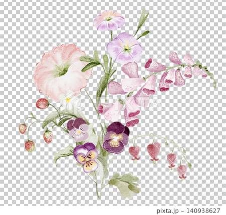 Bouquet Illustration Watercolor Hand Painted 140938627