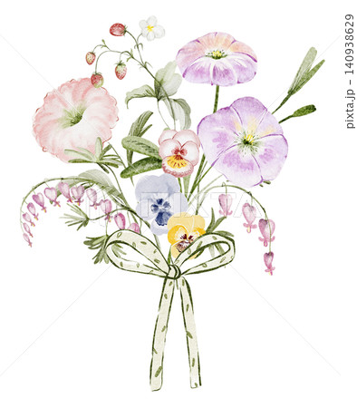 Wildflower Bouquet Illustration Watercolor Hand Painted Wildflower Bouquet Illustration Watercolor Hand Painted 140938629