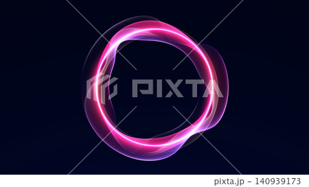 Purple pink neon energy ring with empty center for AI interface, futuristic tech and digital portal design. Purple pink neon energy ring with empty center for AI interface, futuristic tech and digital portal design. 140939173