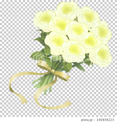 白いバラの花束のイラスト 白いバラの花束のイラスト 140939223