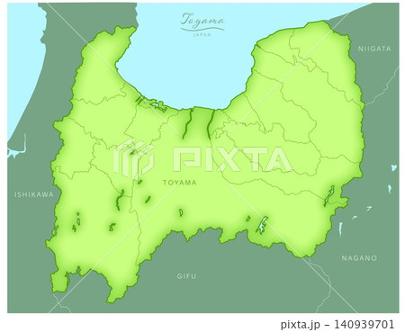 「富山県」立体感のある日本の地図シリーズ。(隣県、市町村、英語)TOYAMA, JAPAN 「富山県」立体感のある日本の地図シリーズ。(隣県、市町村、英語)TOYAMA, JAPAN 140939701