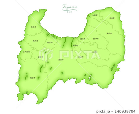 「富山県」立体感のある日本の地図シリーズ。(市町村、日本語)TOYAMA, JAPAN 「富山県」立体感のある日本の地図シリーズ。(市町村、日本語)TOYAMA, JAPAN 140939704
