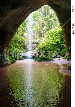 Beautiful landscape with cave and waterfall in Amazon rainforest in Presidente Figueiredo, Manaus. Maroaga cave 140939749
