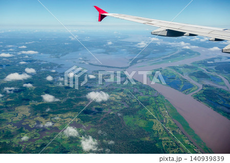 giant Amazonas River seen from above, amidst dense Amazon rainforest. Brazil giant Amazonas River seen from above, amidst dense Amazon rainforest. Brazil 140939839