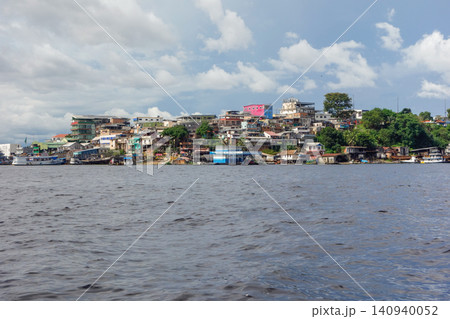 Riverside community on hill along banks of Rio Negro in Manaus, Amazonas, Brazil Riverside community on hill along banks of Rio Negro in Manaus, Amazonas, Brazil 140940052