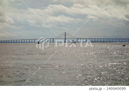 panoramic of Rio Negro bridge connecting Manaus to the municipality of Iranduba, Amazonas, Brazil panoramic of Rio Negro bridge connecting Manaus to the municipality of Iranduba, Amazonas, Brazil 140940099