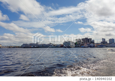 huge wooden balsas at port area of Manaus in Brazil huge wooden balsas at port area of Manaus in Brazil 140940102