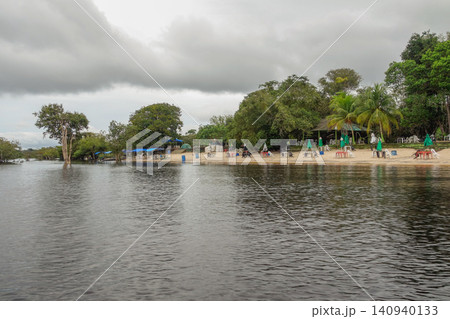 Lua Beach in Manaus, AM, Brazil. famous river beach on left bank of Negro river Lua Beach in Manaus, AM, Brazil. famous river beach on left bank of Negro river 140940133