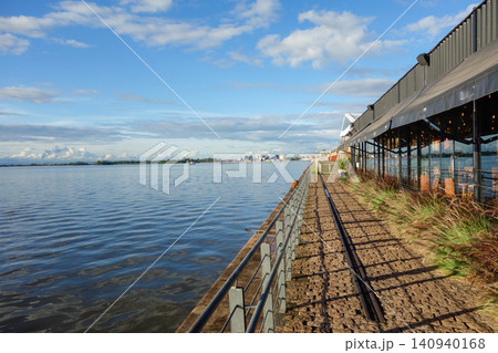 Embarcadero Pier and lake Guaiba waterfront in Porto Alegre, RS, Brazil. or Orla do Guaiba Embarcadero Pier and lake Guaiba waterfront in Porto Alegre, RS, Brazil. or Orla do Guaiba 140940168
