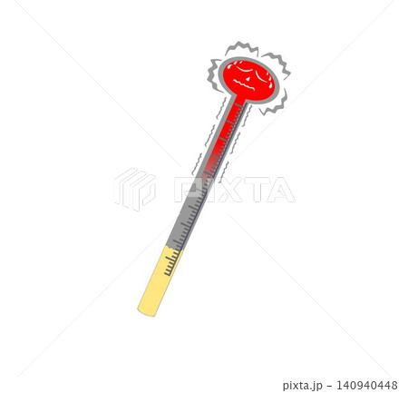 Sick Red Thermometer Character Showing High Fever Temperature Isolated on White Background Sick Red Thermometer Character Showing High Fever Temperature Isolated on White Background 140940448