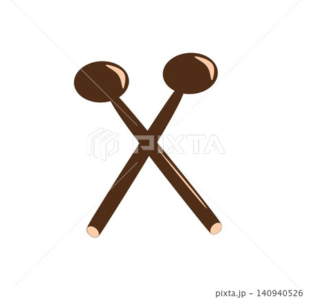 Crossed traditional drumsticks or wooden mallets illustration on white background 140940526