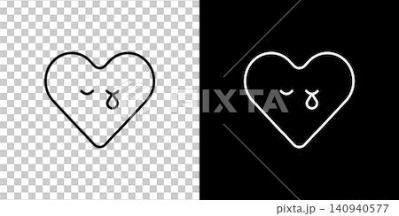 A crying heart icon. Monochrome vector illustration set. A crying heart icon. Monochrome vector illustration set. 140940577