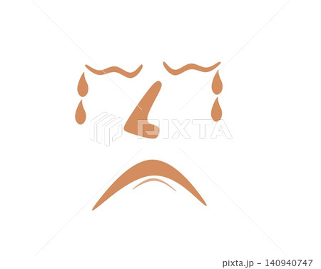 Crying sad face character vector illustration with tears isolated on white background Crying sad face character vector illustration with tears isolated on white background 140940747