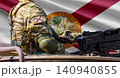 Florida US state flag with soldier at machinegun turret 140940855