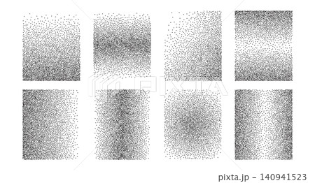 Noise gradient rectangle texture with grain dot and stipple effect. Halftone pointillism pattern create vintage background with abstract tone. 140941523