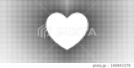 Halftone heart pattern with dot love texture. Comic style gradient background featuring retro pop art effect and romantic symbol design for Valentine projects. 140941570