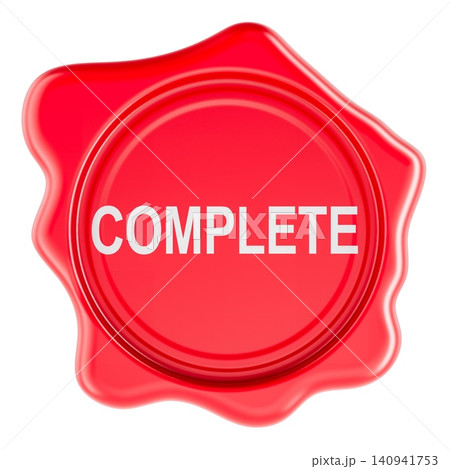 Complete, red wax seal stamp. 3D rendering 140941753