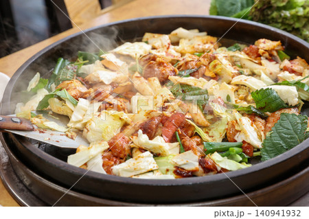 Raw Spicy Korean Chicken Stir Fry Dakgalbi with Vegetables Raw Spicy Korean Chicken Stir Fry Dakgalbi with Vegetables 140941932