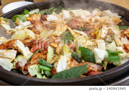 Raw Spicy Korean Chicken Stir Fry Dakgalbi with Vegetables Raw Spicy Korean Chicken Stir Fry Dakgalbi with Vegetables 140941940