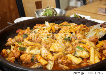 Raw Spicy Korean Chicken Stir Fry Dakgalbi with Vegetables Raw Spicy Korean Chicken Stir Fry Dakgalbi with Vegetables 140941967