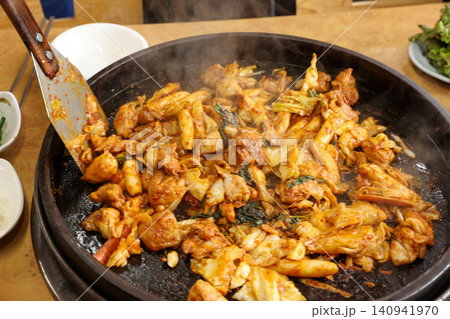 Raw Spicy Korean Chicken Stir Fry Dakgalbi with Vegetables Raw Spicy Korean Chicken Stir Fry Dakgalbi with Vegetables 140941970