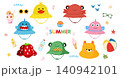 Kids summer bucket hat collection with cute animal faces and beach accessories vector illustration 140942101
