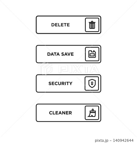 Outline System Action Buttons Collection with Minimal Interface Elements 140942644