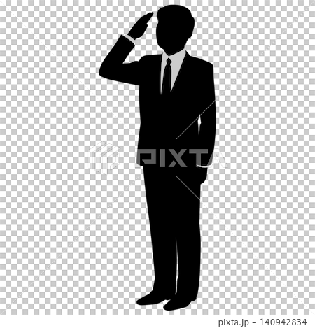 A male businessman salutes A male businessman salutes 140942834