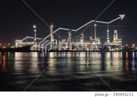 Illuminated Refinery at Night Illuminated Refinery at Night 140943211