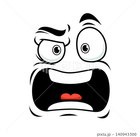 Cartoon angry screaming face emoji with wide eyes and open mouth, conveys shock, fear and intense frustration emotion for emotive communication, avatars, stickers and chat facial expression reactions Cartoon angry screaming face emoji with wide eyes and open mouth, conveys shock, fear and intense frustration emotion for emotive communication, avatars, stickers and chat facial expression reactions 140943300