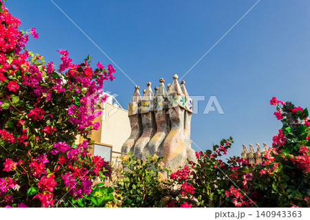 Chimney of the Casa Batllo in Barcelona, Spain. The building designed by Antoni Gaudi 140943363