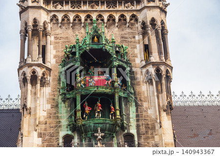The Rathaus-Glockenspiel is a large mechanical clock located in Marienplatz Square, in Munich, Germany The Rathaus-Glockenspiel is a large mechanical clock located in Marienplatz Square, in Munich, Germany 140943367