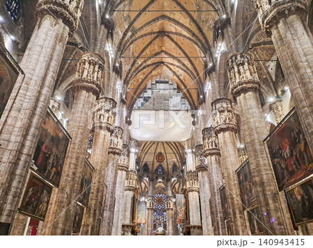 Inside Milan Cathedral, or Metropolitan Cathedral-Basilica of the Nativity of Saint Mary, in Milan, Lombardy, Italy 140943415