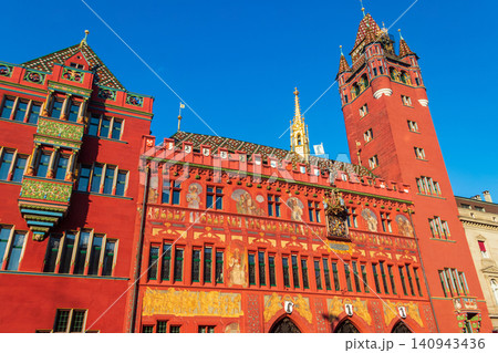 Facade of Basel Town Hall in Basel, Switzerland Facade of Basel Town Hall in Basel, Switzerland 140943436