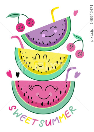 Sweet Summer Fruit Illustration 140943471