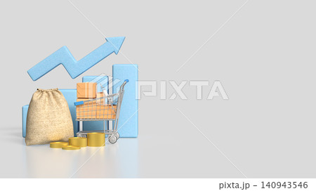 E commerce Growth And Shopping Profit Success Concept 3d render. 140943546