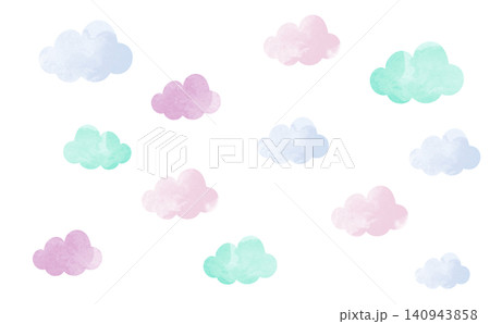 青色と紫の水彩風雲の背景イラスト 青色と紫の水彩風雲の背景イラスト 140943858