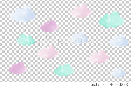 Blue and purple watercolor-style cloud background illustration 140943858