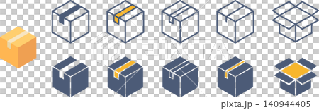 Icon materials of various shapes and sizes of square, three-dimensional cardboard boxes. Icon materials of various shapes and sizes of square, three-dimensional cardboard boxes. 140944405