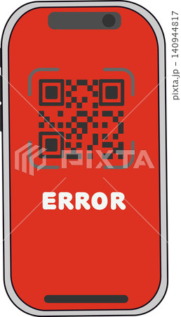 QRコード決済エラーを表示した、スマートフォンのアイコン QRコード決済エラーを表示した、スマートフォンのアイコン 140944817