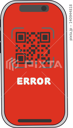 QRコード決済エラーを表示した、スマートフォンのアイコン QRコード決済エラーを表示した、スマートフォンのアイコン 140944818