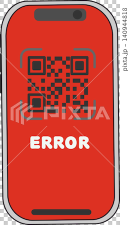A smartphone icon displaying a QR code payment error. A smartphone icon displaying a QR code payment error. 140944818