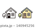 シンプルな線画の家のベクターアイコンセット（白黒・カラー） 140945256