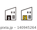シンプルな線画の家のベクターアイコンセット（白黒・カラー） 140945264