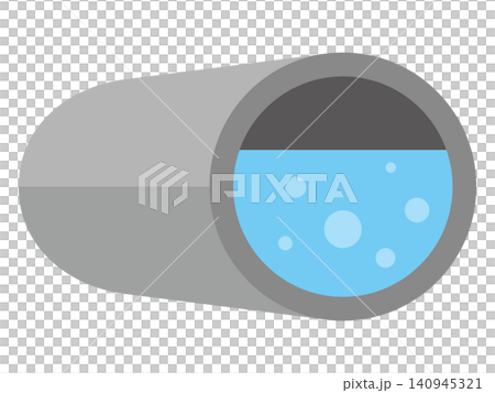 Cross-sectional illustration of water flowing through a pipe Cross-sectional illustration of water flowing through a pipe 140945321