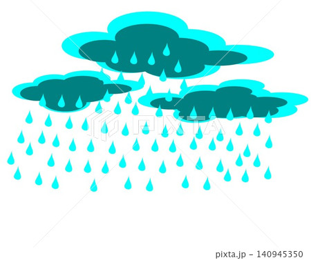 Three stylized rainy clouds vector illustration isolated on white background 140945350