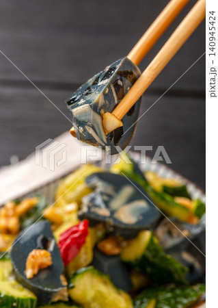 century Egg and Preserved Egg Sausage Smashed Cucumber Salad, Authentic Chinese Cold Appetizer with Garlic Sauce century Egg and Preserved Egg Sausage Smashed Cucumber Salad, Authentic Chinese Cold Appetizer with Garlic Sauce 140945424