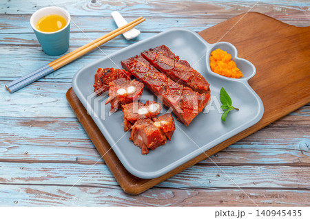 chinese Honey Glazed BBQ Pork Ribs, Traditional Char Siu Pork Spare Ribs chinese Honey Glazed BBQ Pork Ribs, Traditional Char Siu Pork Spare Ribs 140945435