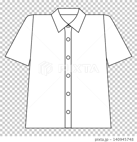 Illustration of a simple short-sleeved shirt suitable for spring and summer - white Illustration of a simple short-sleeved shirt suitable for spring and summer - white 140945748