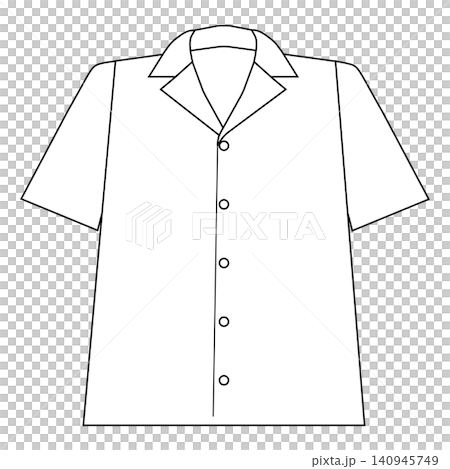 春・夏に合うシンプルな半袖シャツのイラスト_開襟_白 春・夏に合うシンプルな半袖シャツのイラスト_開襟_白 140945749